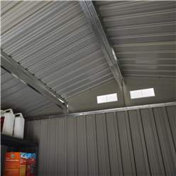 8ft X 6ft (2.61m X 1.81m) Double Door Metal Apex Shed - Light Grey