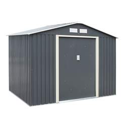 8ft X 6ft (2.61m X 1.81m) Double Door Metal Apex Shed - Dark Grey