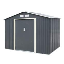 8ft X 6ft (2.61m X 1.81m) Double Door Metal Apex Shed - Dark Grey