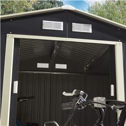 8ft X 6ft (2.61m X 1.81m) Double Door Metal Apex Shed - Dark Grey