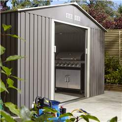 10ft X 8ft (3.21m X 2.41m) Double Door Metal Apex Shed - Light Grey