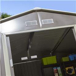 10ft X 8ft (3.21m X 2.41m) Double Door Metal Apex Shed - Light Grey