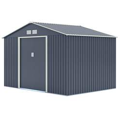 10ft X 8ft (3.21m X 2.41m) Double Door Metal Apex Shed - Dark Grey