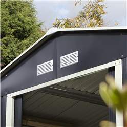 10ft X 8ft (3.21m X 2.41m) Double Door Metal Apex Shed - Dark Grey