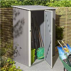 5ft X 3ft (1.43m X 0.89m) Single Door Metal Pent Shed - Light Grey