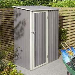 5ft X 3ft (1.43m X 0.89m) Single Door Metal Pent Shed - Light Grey