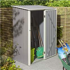 5ft X 3ft (1.43m X 0.89m) Single Door Metal Pent Shed - Light Grey