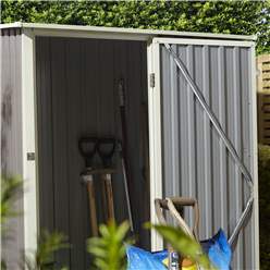 5ft X 3ft (1.43m X 0.89m) Single Door Metal Pent Shed - Light Grey