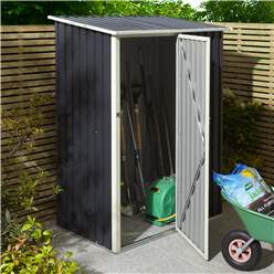 5ft X 3ft (1.43m X 0.89m) Single Door Metal Pent Shed - Dark Grey