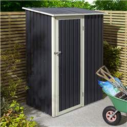 5ft X 3ft (1.43m X 0.89m) Single Door Metal Pent Shed - Dark Grey