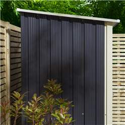 5ft X 3ft (1.43m X 0.89m) Single Door Metal Pent Shed - Dark Grey