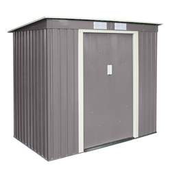 6ft X 4ft (2.01m X 1.21m) Double Door Metal Pent Shed - Light Grey