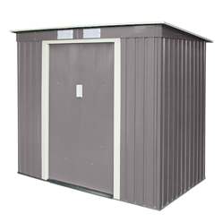 6ft X 4ft (2.01m X 1.21m) Double Door Metal Pent Shed - Light Grey