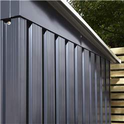 8ft X 4ft (2.61m X 1.21m) Double Door Metal Pent Shed - Dark Grey