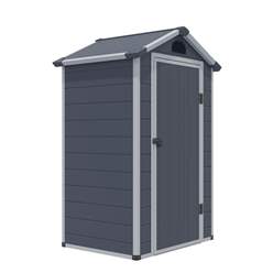 4ft X 3ft (1.34m X 1.04m) Single Door Apex Plastic Shed - Dark Grey