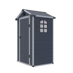 4ft X 3ft (1.34m X 1.04m) Single Door Apex Plastic Shed - Dark Grey