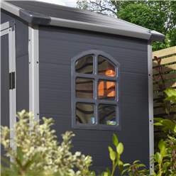 4ft X 3ft (1.34m X 1.04m) Single Door Apex Plastic Shed - Dark Grey