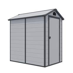 4ft X 6ft (1.34m X 1.92m) Single Door Apex Plastic Shed - Light Grey