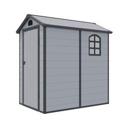 4ft X 6ft (1.34m X 1.92m) Single Door Apex Plastic Shed - Light Grey