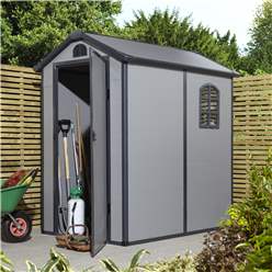 4ft X 6ft (1.34m X 1.92m) Single Door Apex Plastic Shed - Light Grey