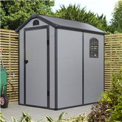 4ft X 6ft (1.34m X 1.92m) Single Door Apex Plastic Shed - Light Grey