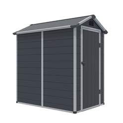 4ft X 6ft (1.34m X 1.92m) Single Door Apex Plastic Shed - Dark Grey