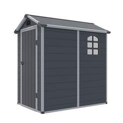 4ft X 6ft (1.34m X 1.92m) Single Door Apex Plastic Shed - Dark Grey