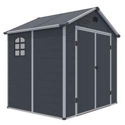 8ft X 6ft (2.42m X 1.92m) Double Door Apex Plastic Shed - Dark Grey