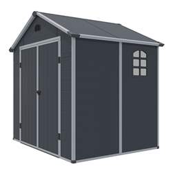 8ft X 6ft (2.42m X 1.92m) Double Door Apex Plastic Shed - Dark Grey