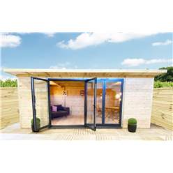 3m X 6m (10ft X 20ft) Deluxe Plus Insulated Pressure Treated Garden Office - Aluminium Fully Opening Bifold Doors - Increased Eaves Height - 64mm Insulated Walls, Floor And Roof + Free Installation