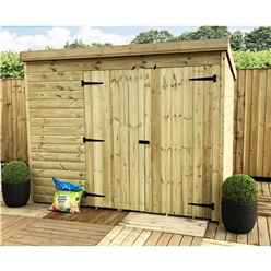 7ft X 5ft Windowless Pressure Treated Tongue & Groove Pent Shed + Double Doors