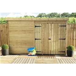 10ft X 6ft Windowless Pressure Treated Tongue & Groove Pent Shed + Double Doors