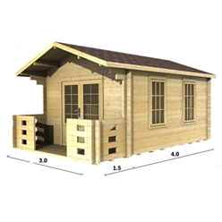 3m X 4m Premier Valdisere Log Cabin - Double Glazing - 44mm Wall Thickness