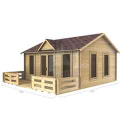 5m X 4m Premier Zermatt Log Cabin - Double Glazing - 44mm Wall Thickness