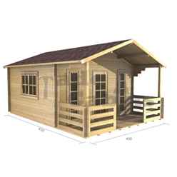 4m X 3m Premier Madrid Log Cabin - Double Glazing - 44mm Wall Thickness