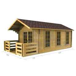 3m X 5m Premier Edel Log Cabin - Double Glazing - 44mm Wall Thickness