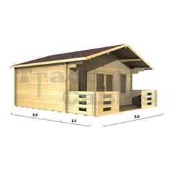 5m X 5m Premier Dublin Log Cabin - Double Glazing - 70mm Wall Thickness