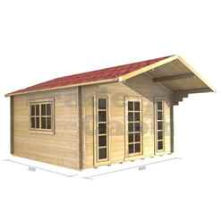 4m X 3m Premier Geneva Log Cabin - Double Glazing - 70mm Wall Thickness