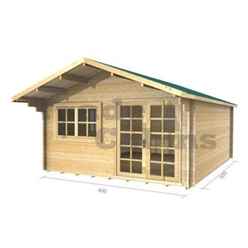 4m X 5m Premier Oslo Log Cabin - Double Glazing - 70mm Wall Thickness