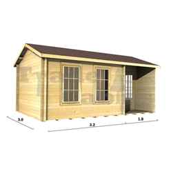 5m X 3m Premier Quebec Log Cabin - Double Glazing - 44mm Wall Thickness