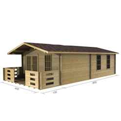 4m X 8m Premier Bozel Log Cabin - Double Glazing - 44mm Wall Thicknes