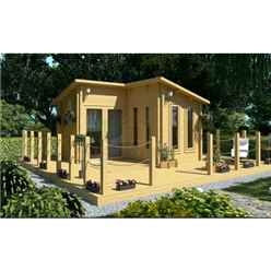 4m X 4m Premier Espace Log Cabin - Double Glazing - 70mm Wall Thickness