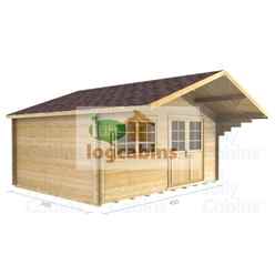 4.5m X 3.0m Premier Ascou Log Cabin - Double Glazing - 70mm Wall Thickness