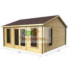 4.5m X 5.5m Premier Huez Log Cabin - Double Glazing - 44mm Wall Thickness