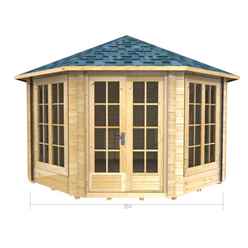 3.5m X 3.5m Premier Arolla Log Cabin - Double Glazing - 70mm Wall Thickness