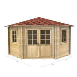 3m X 3m Premier Robella Log Cabin - Double Glazing - 44mm Wall Thickness