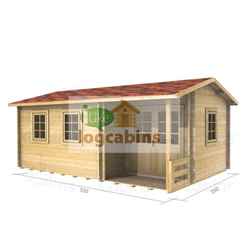 5.5m X 3.5m Premier Maloga Log Cabin - Double Glazing - 44mm Wall Thickness