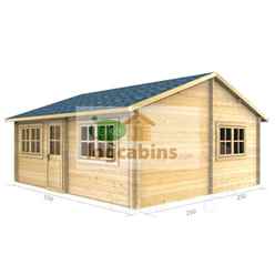 5.5m X 5.0m Premier Nendaz Log Cabin - Double Glazing - 44mm Wall Thickness