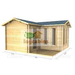 4m X 4m Premier Abries Log Cabin - Double Glazing - 70mm Wall Thickness