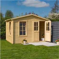 3.4m X 2.1m Studio Apex Log Cabin - 19mm Wall Thickness (11ft X 7ft)